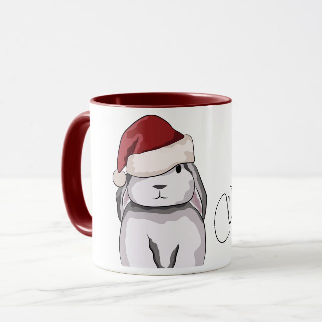 Caneca Coelhinho Fofo Imagem de Natal (Frente Esquerda)