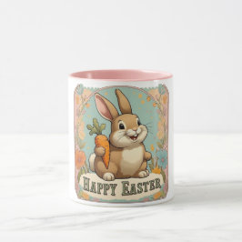 Caneca Coelhinho sorridente com Felz pascoa Floral de Cen