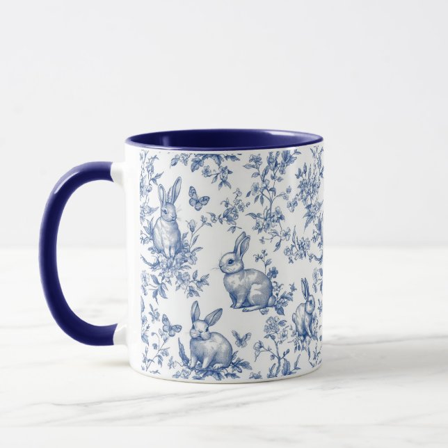 Caneca Coelhinhos Azuis Doces Toile Francesa (Esquerda)