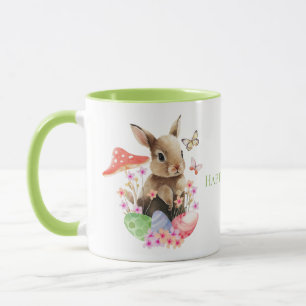 Caneca Coelhinhos De Coelho E Ovos De Páscoa Cuja Aquarel