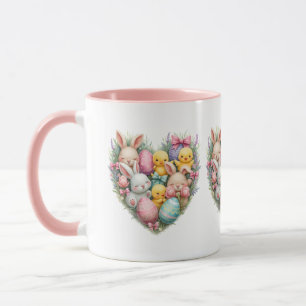 Caneca Coelhinhos de Páscoa e Pintinhos Pastel Cottagecor