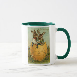 Caneca Coelhinhos em um Ovo de Ouro, Páscoa Vitoriana Ant