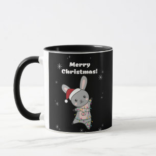 Caneca Coelhinhos Feliz Natal Animais de inverno Coelhos