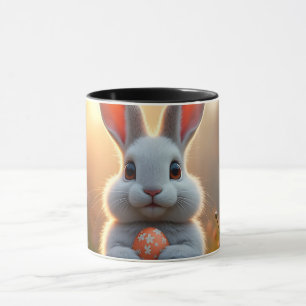 Caneca Coelho alegre da Páscoa no encanto da primavera