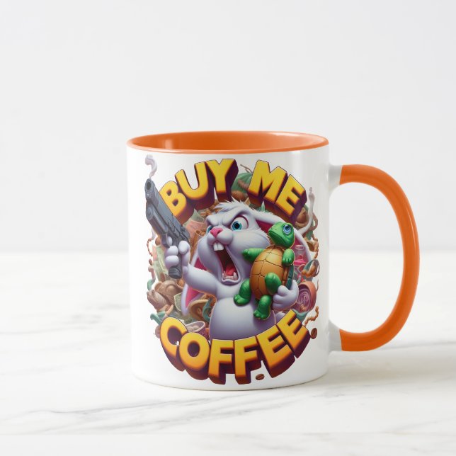 Caneca Coelho Armado e Duelo de Tartaruga Me Comprar Café (Direita)