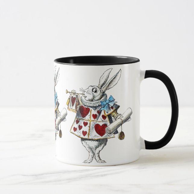 Caneca Coelho Branco Alice Wonderland Hearts (Direita)