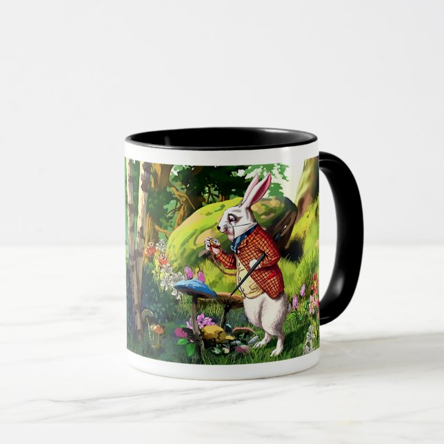 Caneca Coelho Branco | Páscoas "Alice no País das Maravil (Frente Esquerda)