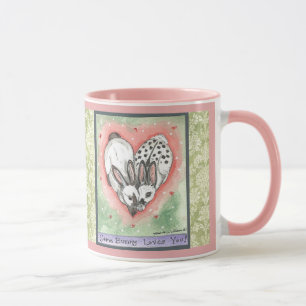 Caneca Coelho Coelho Coração Cor-de-Rosa, Designer de R