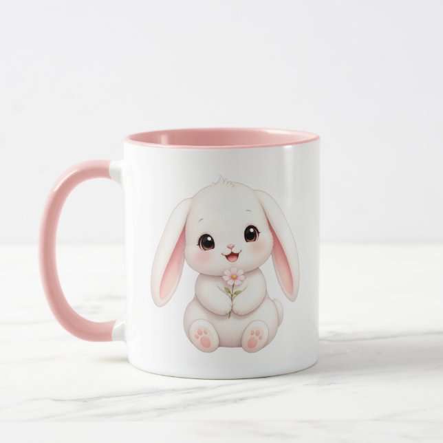 Caneca Coelho com Flor Rosa (Esquerda)