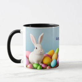 Caneca Coelho da Páscoa Sentado em uma Cesta