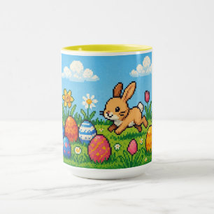 Caneca coelho de Páscoa fofo de 8 bits