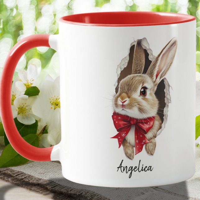 Caneca Coelho de Pequim de Natal bonito personalizado (Criador carregado)