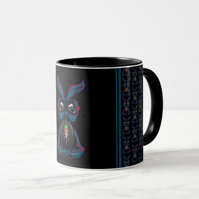 Caneca Coelho dos Olhos-de-Feira Bonitos em Meditação de  (Frente Esquerda)