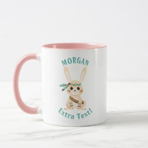 Caneca Coelho Indiano Fofo, Personalize Nome e Mensagem