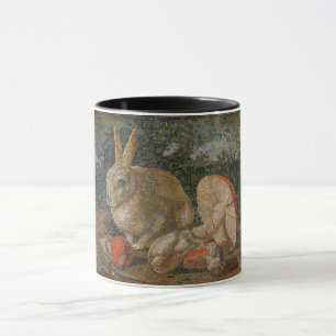 Caneca Coelho mosaico e vintagem natural em cogumelos
