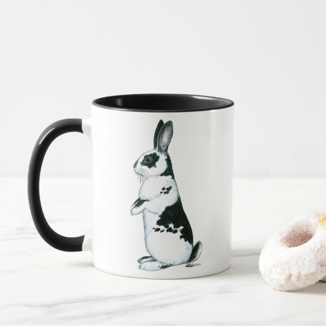 Caneca Coelho:  Preto e branco (Com Donut)