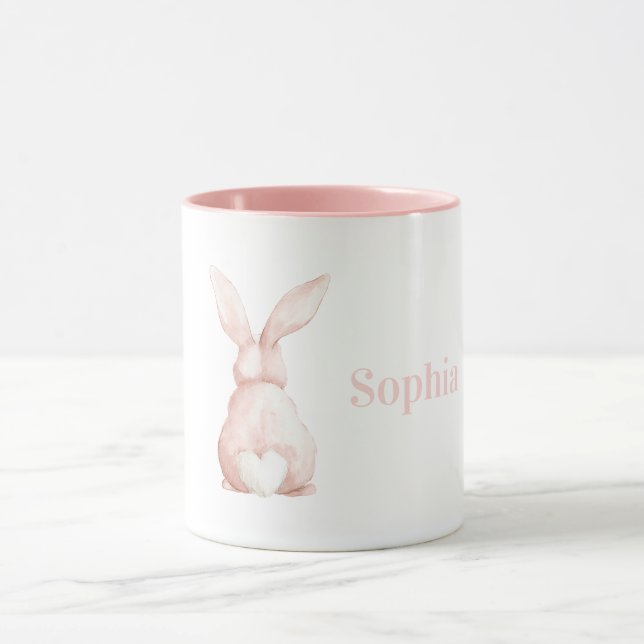 Caneca Coelho Rosa Branca Fofa Coração Cauda (Centro)