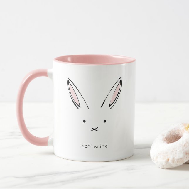 Caneca Coelho Simples E Bonito, Giramente Personalizado (Com Donut)