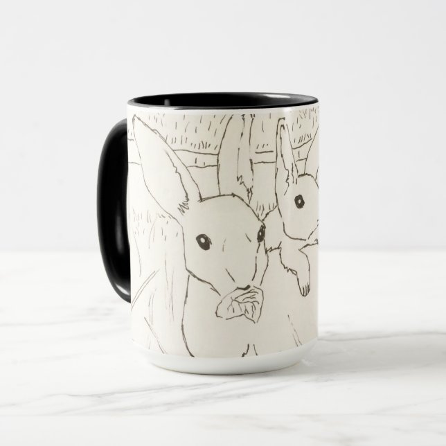 Caneca Coelhos Coelhinhos De Bebê-Mãe Bonitos (Frente Esquerda)