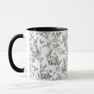 Caneca Coelhos Pretos Fofos Toile Francês