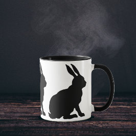Caneca Coelhos Silhueta Preta
