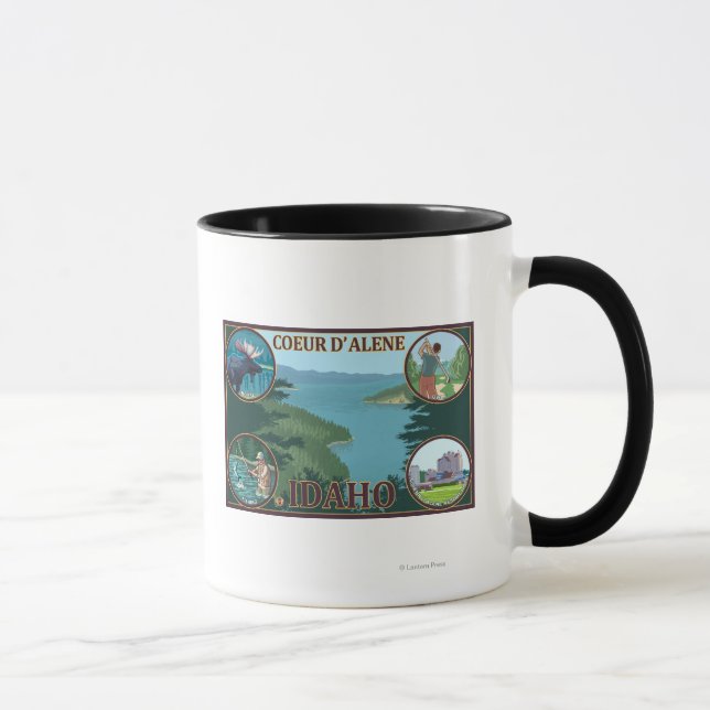 Caneca Coeur D'Alene, Poster de viagens de IdahoScenic (Direita)