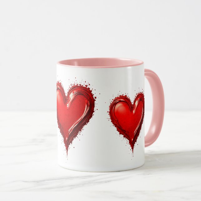 Caneca Cœurs Rouges, Symbole d'un Amour Sincère. (Frente Esquerda)