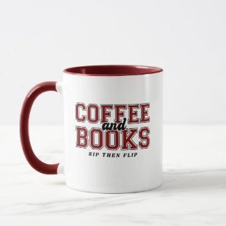 Caneca Coffee and Books Sip Then Flip Bookworm Maroon