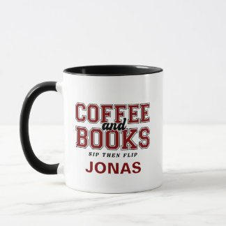 Caneca Coffee and Books Sip Then Flip Bookworm Maroon