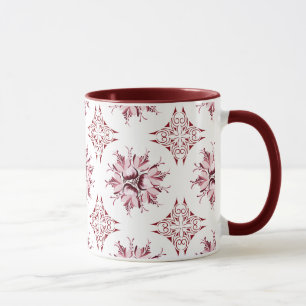 Caneca Coffee Floral Mug Inky   Borgonha-branca