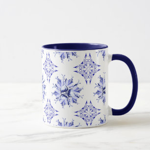 Caneca Coffee Floral Mug Inky Indigo e Branco
