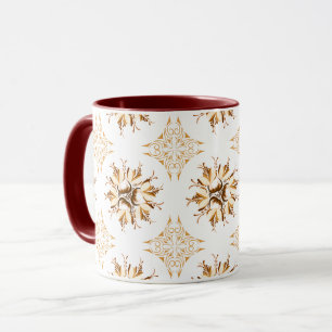 Caneca Coffee Floral Mug Inky   Laranja, castanho e branc
