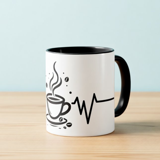 Caneca Coffee Heartbeat One-Line Art Mug (Criador carregado)