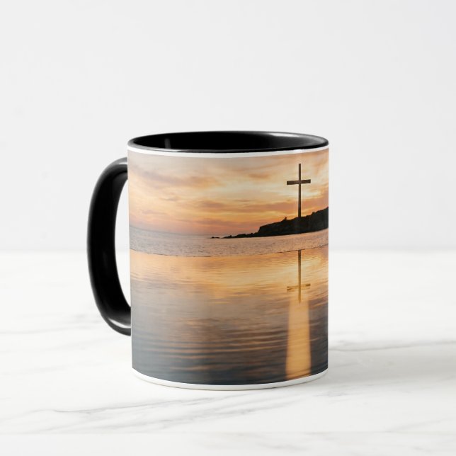 Caneca Coffee Mug Inspirational Cross Sunset Religiou Mug (Frente Esquerda)