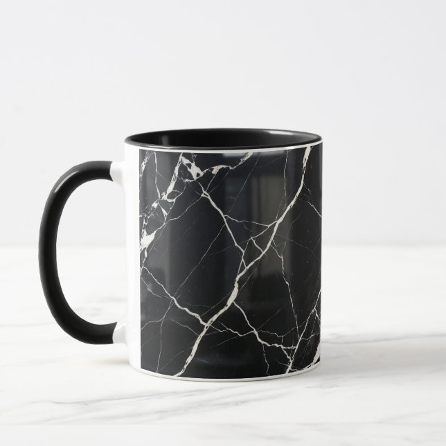 Caneca Coffee Mug Modern Black Marble Vein Pattern (Esquerda)