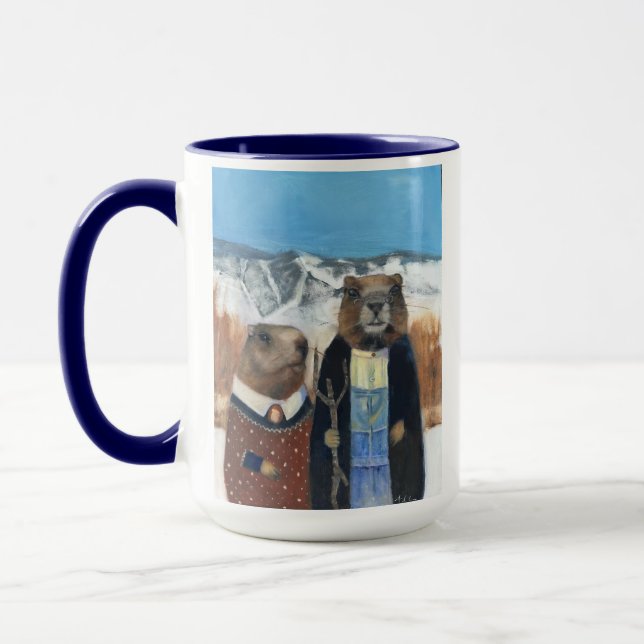 Caneca Coffee Mug of Marmots (American Gothic) (Esquerda)