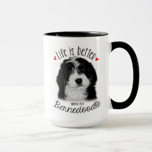 Caneca Coffee Mug preto e branco de Bernedoodle