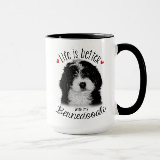 Caneca Coffee Mug preto e branco de Bernedoodle