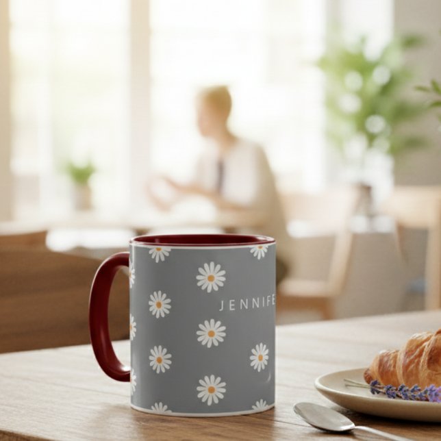Caneca Coffee mug with daisy, cozy coffee mug (Criador carregado)