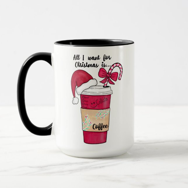 Caneca Coffee Red Hat Coffee Candy Cane Natal (Esquerda)