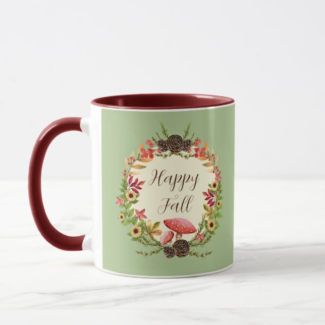 Caneca Cogumelo e girassóis com texto personalizável  (Esquerda)