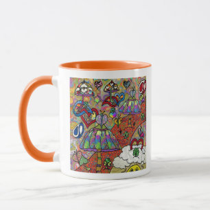 Caneca Cogumelo Mágico Psicodélico dos Anos 60 Ret