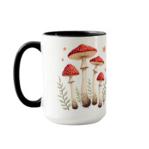 Cogumelos Agáricos Vibrantes e Elementos Botânicos