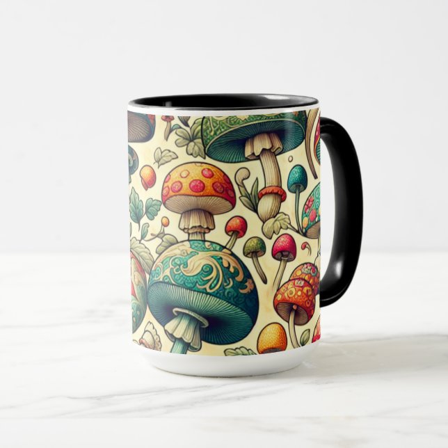 Caneca Cogumelos Elegantes (Frente Esquerda)
