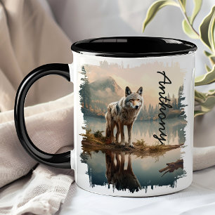 Caneca Coio refletido pelo lago da montanha