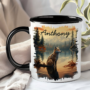 Caneca Coiote no reflexo do Sunrise Lake