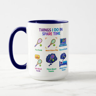 Caneca Coisas Divertidas que Eu Faço Jogador de Tênis D