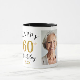Caneca Colagem de 5 Fotos Personalizada Feliz 60º Anivers