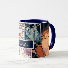 Caneca Colagem de Artes do Poster vintage Francês Persona