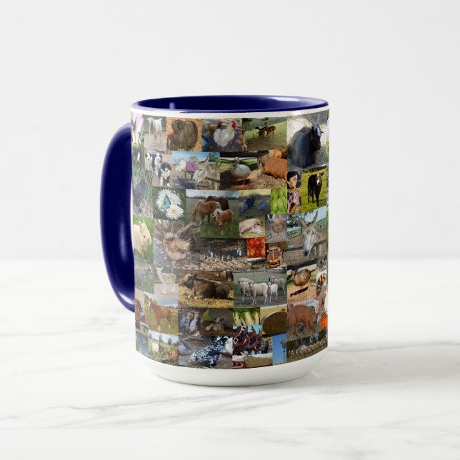 Caneca Colagem de Fotografias com Vida na fazenda, (Frente Esquerda)